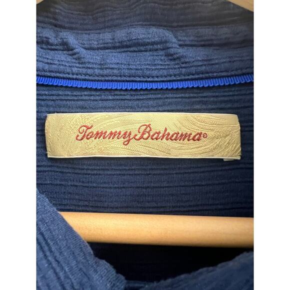 Tommy Bahama Cotton Silk Blend Navy Short Sleeve Polo Shirt XXL - Picture 3 of 5